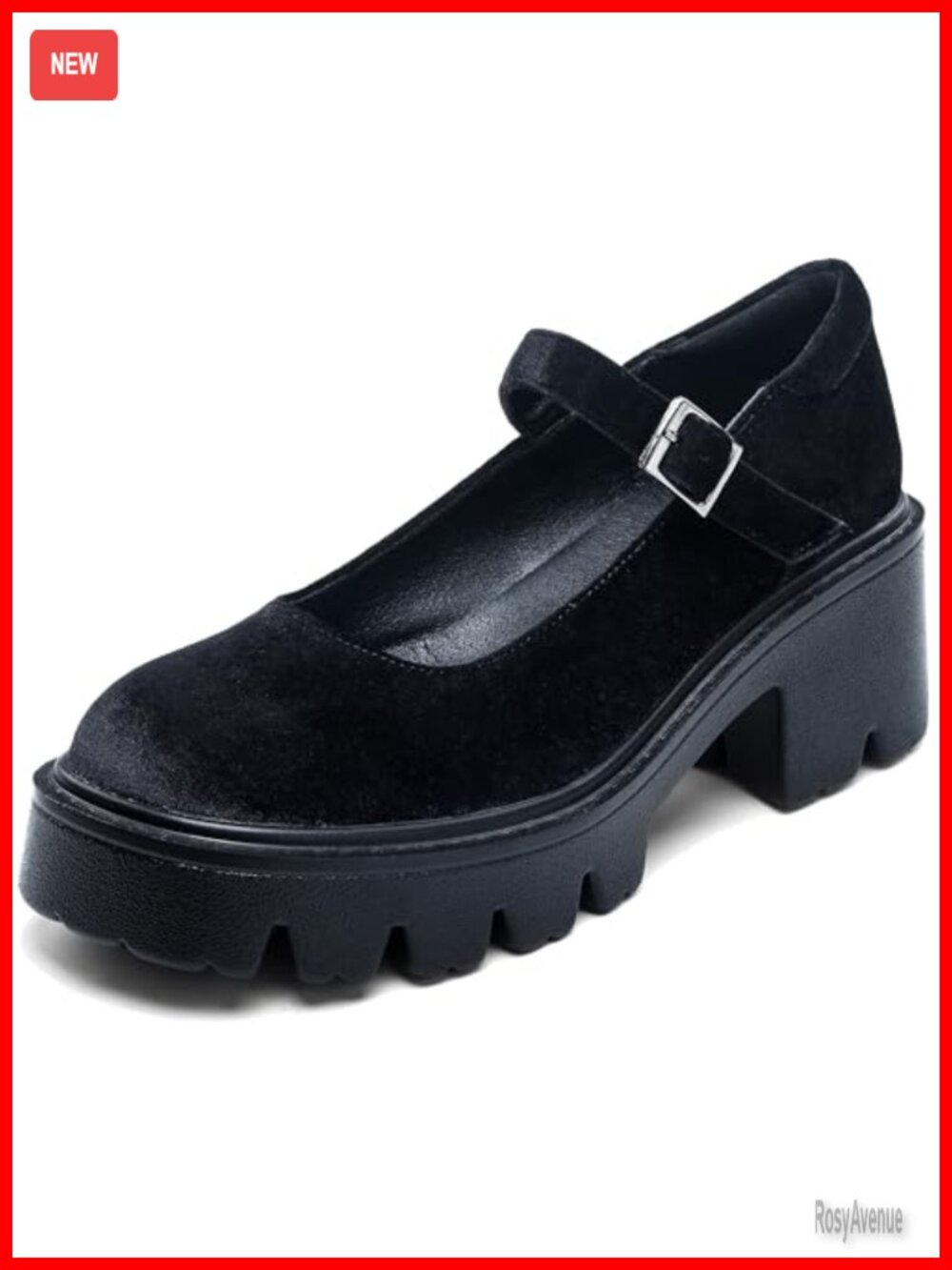 Women's Chunky Platform Mary Jane Pumps Round Toe Buckle